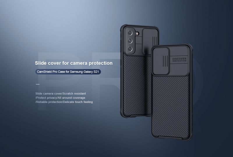Ốp Lưng Samsung Galaxy S21 Chính Hãng Nillkin CamShield thiết kế dạng camera đóng mở giúp bảo vệ an toàn cho Camera của máy, màu sắc đen huyền bí sang trọng rất hợp với phái mạnh.